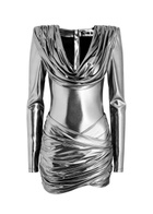 Balmain Draped Metallic Stretch-jersey Mini Dress Silver