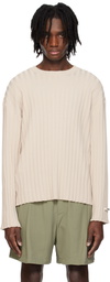 RECTO Beige Bold Rib Long Sleeves Knit Sweater