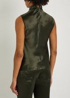 Nanushka Colson Draped Satin top Dark Green
