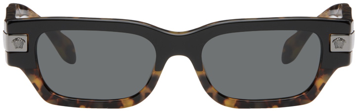 Photo: Versace Black & Brown Rectangular Sunglasses