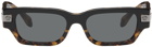 Versace Black & Brown Rectangular Sunglasses