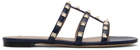 Valentino Garavani Navy Rockstud Flat Sandals