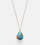 Yvonne Léon Pendentif L'océan 9kt gold necklace with turquoise, diamonds, and gemstones
