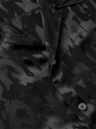 Alexander McQueen - Camp-Collar Logo-Jacquard Satin Shirt - Black