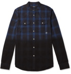 Balmain - Slim-Fit Grandad-Collar Distressed Dip-Dyed Checked Cotton-Flannel Shirt - Black