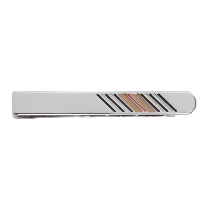 Photo: Burberry Silver Icon Stripe Tie Bar