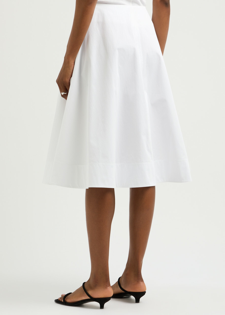 Khaite Renta Cotton-poplin Midi Skirt White Khaite