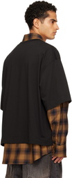 We11done Black & Orange Flannel Check Layered Shirt