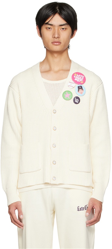Photo: Late Checkout Off-White Button Pin Cardigan