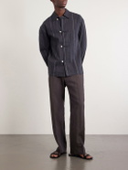 A Kind Of Guise - Matara Cropped Pinstriped Cotton and Linen-Blend Overshirt - Black