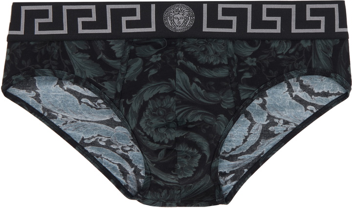Photo: Versace Black & Gray Barocco Briefs
