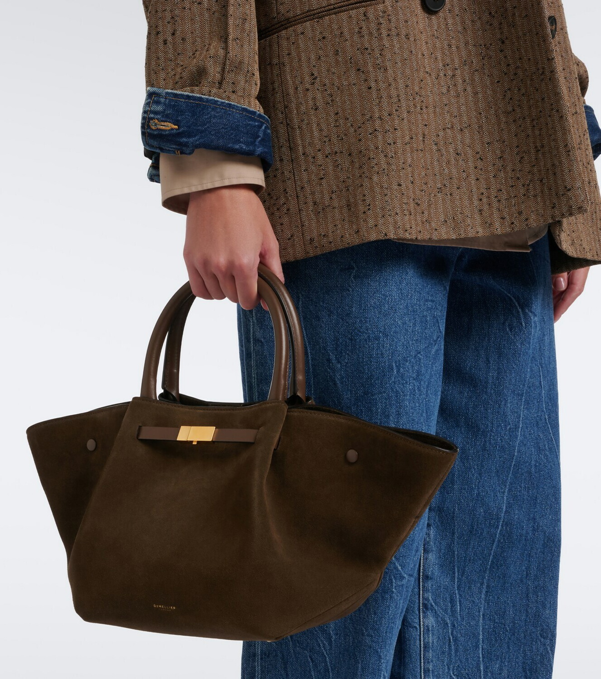DeMellier New York Midi suede top-handle bag