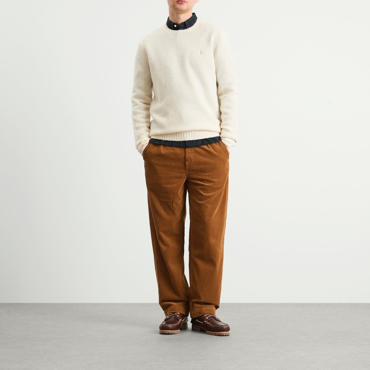 Polo Ralph Lauren Men's Brushed Shetland Knit Jumper in Cream Tonal