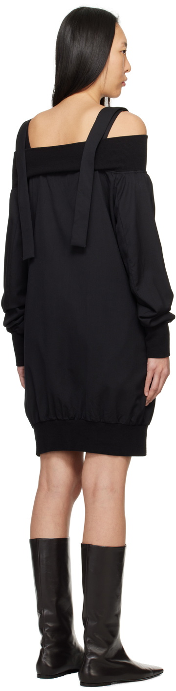 Yohji Yamamoto Black Off-The-Shoulder Minidress