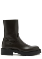 The Row Nobilis Chunky Leather Ankle Boots Brown