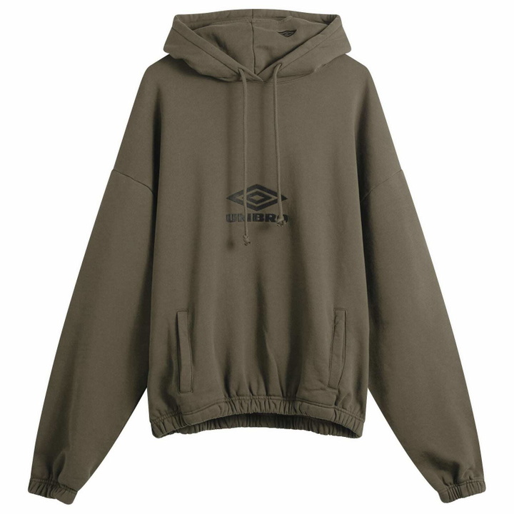 Photo: Umbro by Slam Jam Men's OG Logo Mask Hoodie in Dark Olive