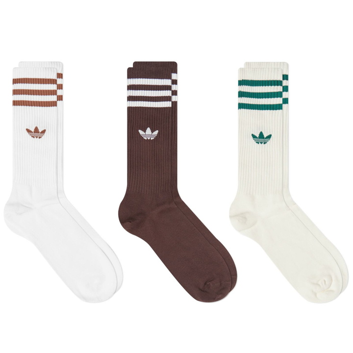 Photo: Adidas Men's Solid Crew Sock in White/Brown