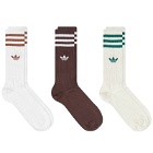 Adidas Men's Solid Crew Sock in White/Brown