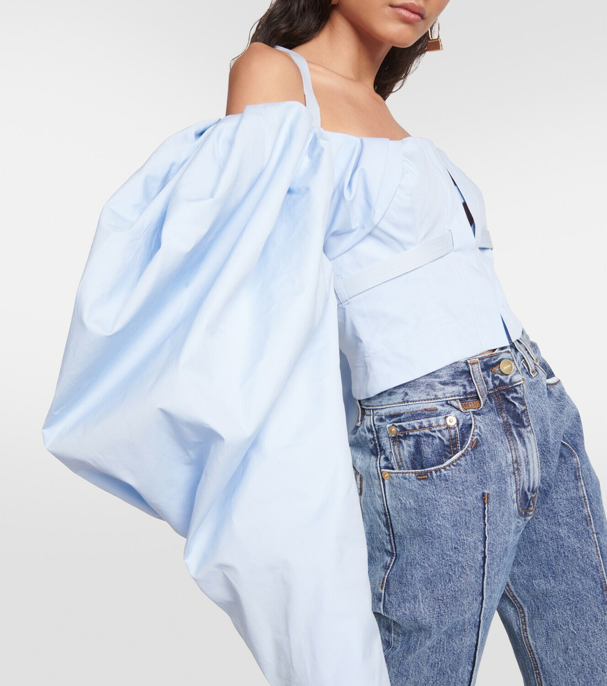 Jacquemus Le Haut Taffetas off-shoulder poplin top Jacquemus