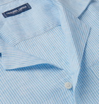 Frescobol Carioca - Thomaz Camp-Collar Striped Linen Shirt - Blue