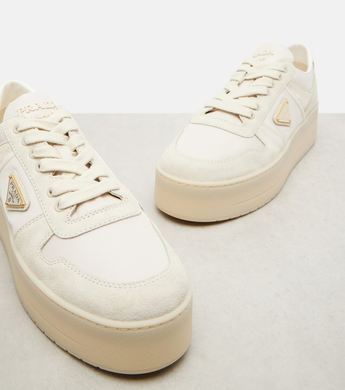 Prada Downtown Bold Re-Nylon and suede sneakers