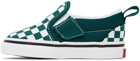 Vans Baby Green & White Checkerboard Slip-On V Sneakers