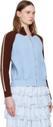 SHUSHU/TONG Blue & Brown Color-Block Raglan Sleeve Knit Cardigan