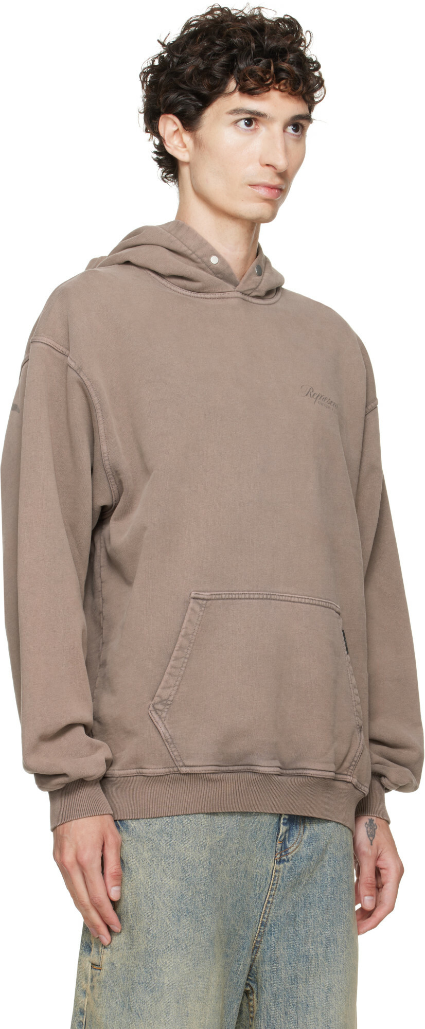 Represent Brown Printed 'Owners Club' Script Hoodie