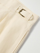 Anderson & Sheppard - Gurkha Straight-Leg Pleated Linen Shorts - Neutrals