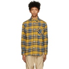 BEAMS PLUS Yellow and Blue Check Shaggy Shirt