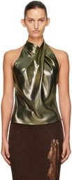 BALMAIN Gold Backless Lurex Top
