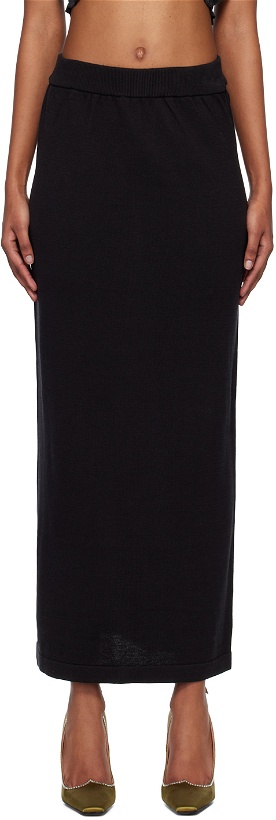 Photo: Silk Laundry Black Straight Midi Skirt