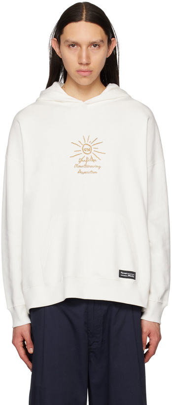 Photo: Universal Works White Flower Mountain Edition Hoodie