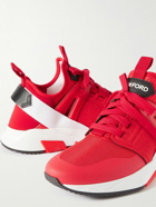 TOM FORD - Jago Suede-Trimmed Mesh and Scuba Sneakers - Red