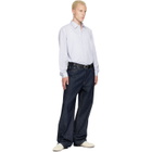 Burberry White & Blue Relaxed Fit Striped Cotton Shirt