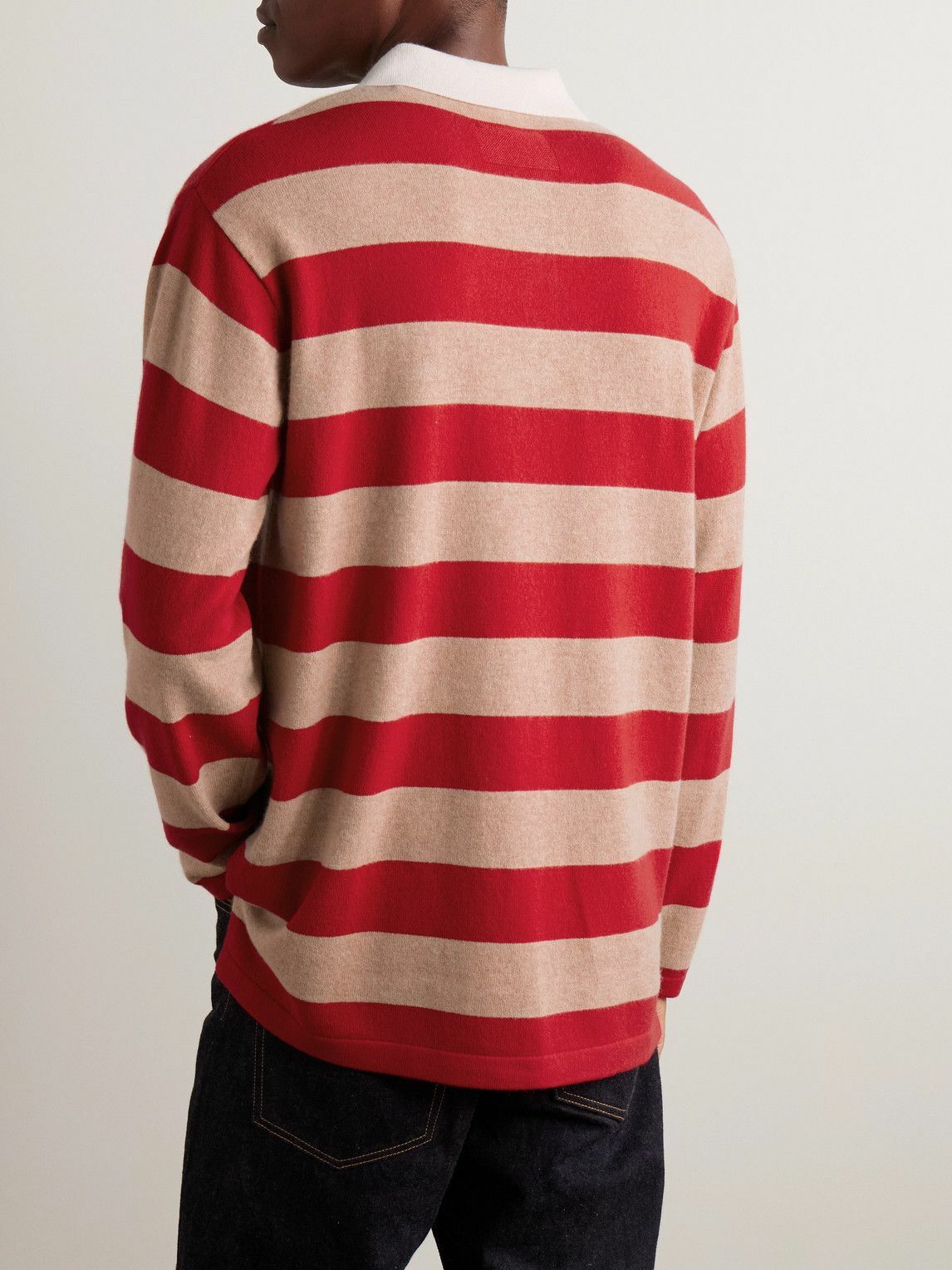 Guest In Residence - Rugby Striped Cashmere Polo Shirt - Red