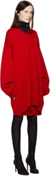 MARIE ADAM-LEENAERDT Red Fitted Back Sweater Minidress