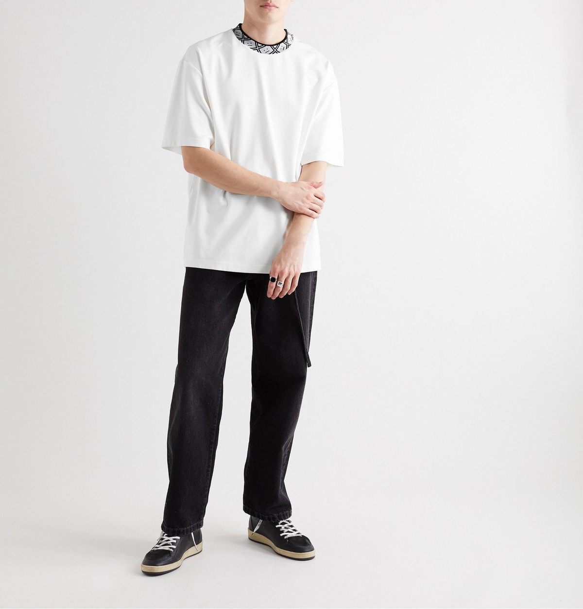 Acne Studios - Oversized Jacquard-Trimmed Stretch-Jersey T-Shirt