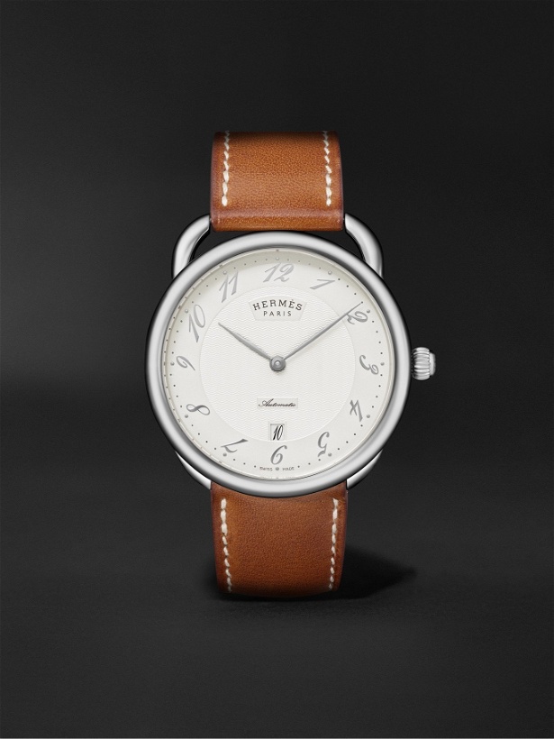 Photo: HERMÈS TIMEPIECES - Arceau Automatic 40mm Stainless Steel and Leather Watch, Ref. No. 055473WW00 - White
