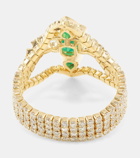 Shay Jewelry Delicate Deco 18kt gold ring with emeralds and diamonds