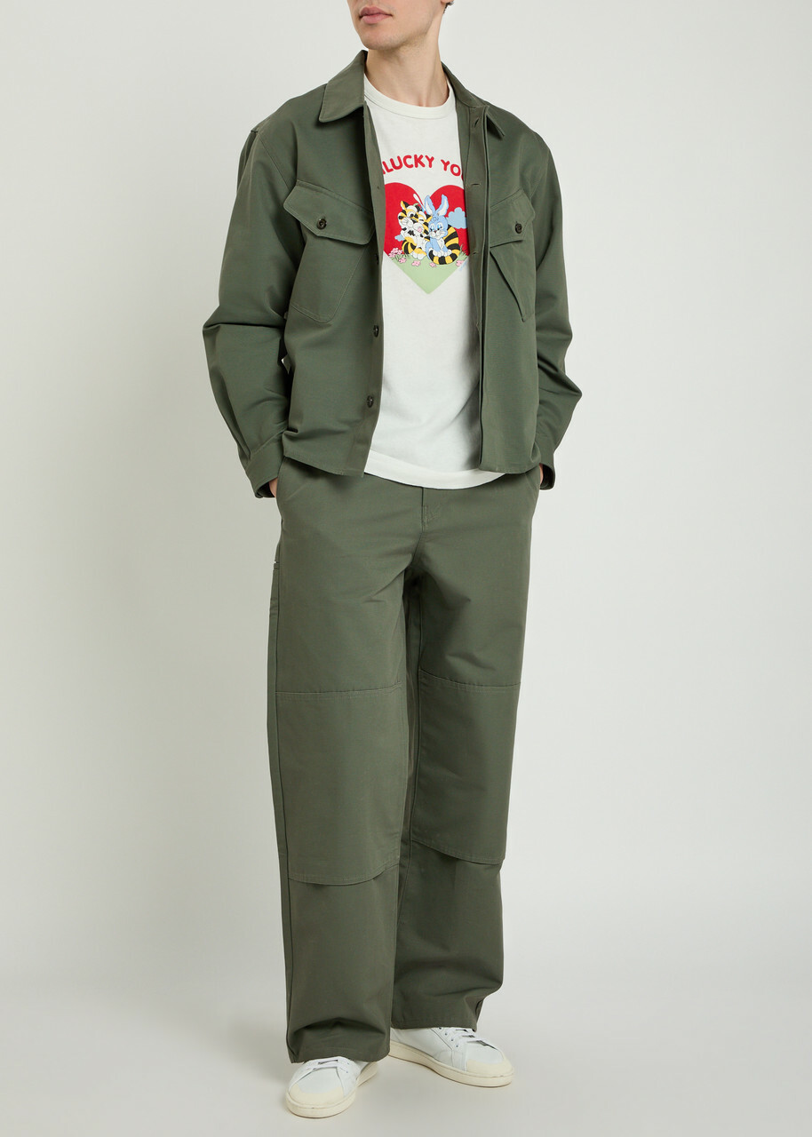 Kenzo Double-knee Cotton-twill Chinos Khaki