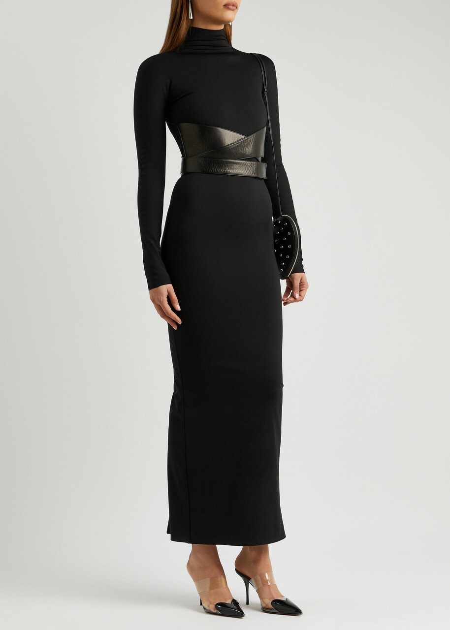 Alaa Belted Stretch-jersey Maxi Dress Black ALAA