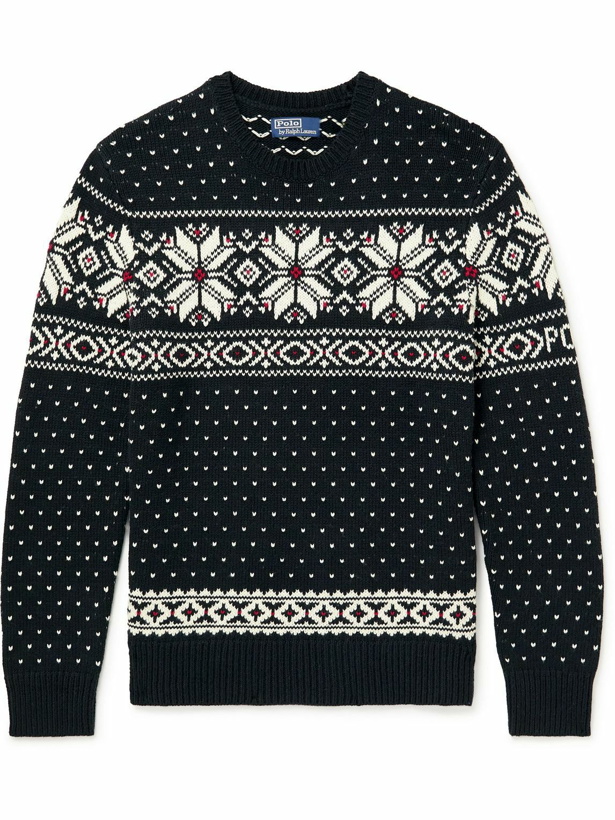 Photo: Polo Ralph Lauren - Fair Isle Cotton and Cashmere-Blend Jacquard Sweater - Black