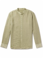 120% - Grandad-Collar Linen Shirt - Green