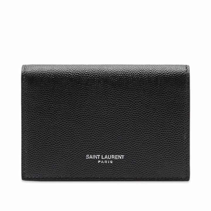 Photo: Saint Laurent Men's Grain Leather Credit Card Holder in Black
