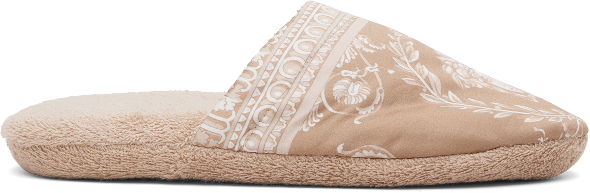 Versace Taupe 'I Heart Baroque' Slippers
