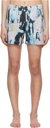 Serapis Blue Printed Swim Shorts