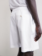 Brunello Cucinelli - Straight-Leg Logo-Embroidered Cotton-Jersey Tennis Shorts - White