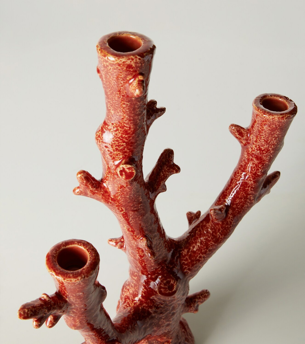 Bordallo Pinheiro Coral earthenware candle holder