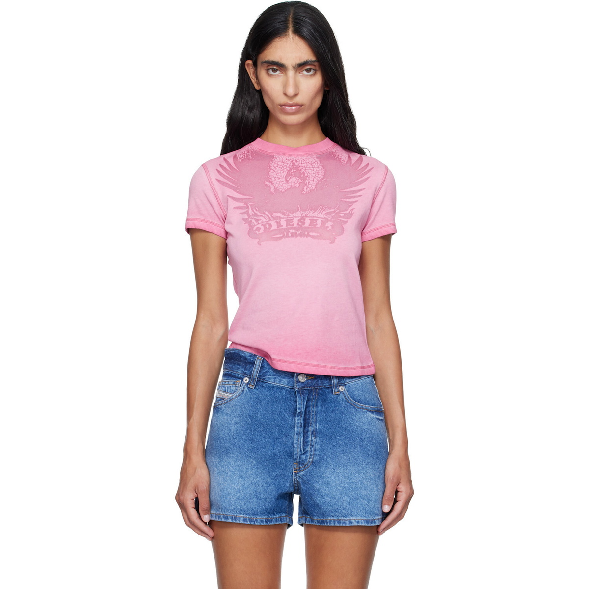 Diesel Pink Dévoré Phoenix T-shirt